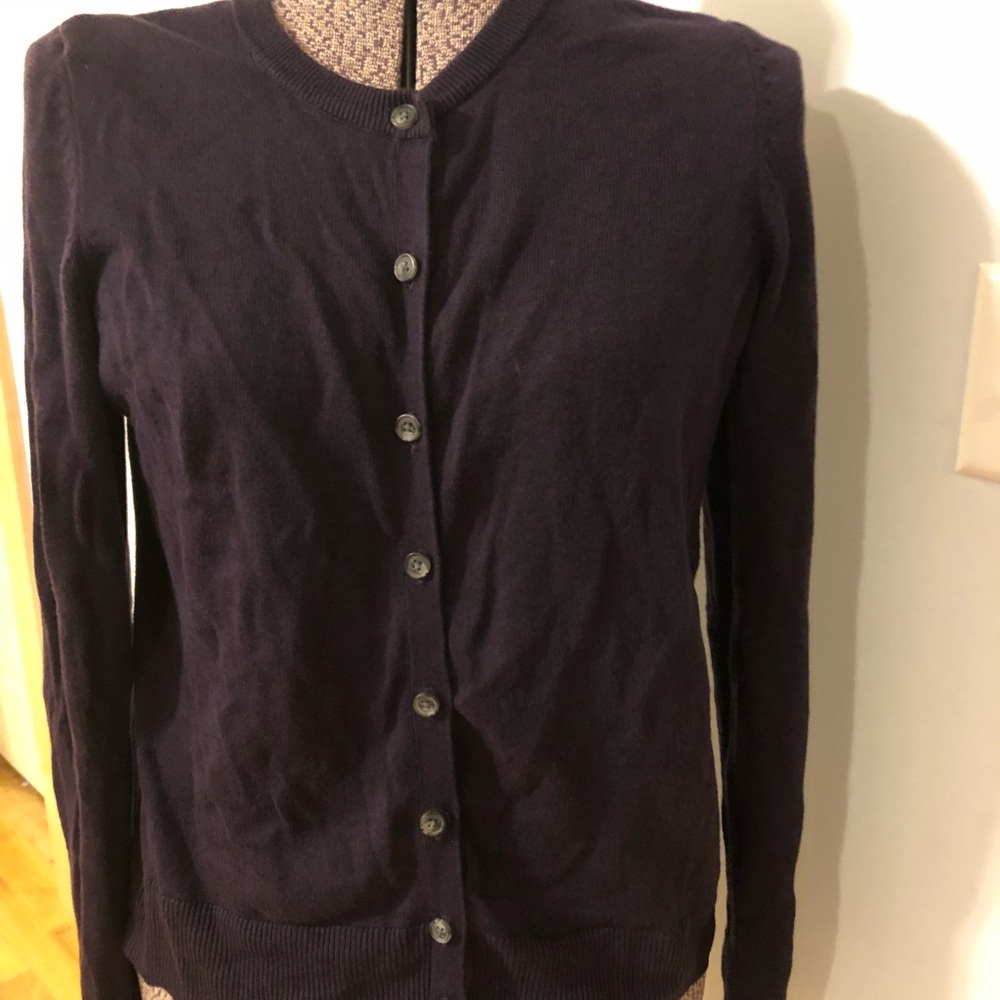 Plum cardigan round crew neck
